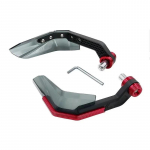 Vėjo nepraleidžiančios universalios 7/8 vairo apsaugos motociklui, motoroleriui, kalnų e-dviračiui, stabdžių svirties apsauga su aliuminio standikliu raudona