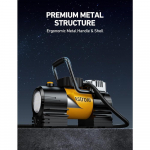 AstroAI Ne&scaron;iojamas padangų pripūtimo oro kompresorius (Iki 150 PSI) Padangų pompa automobiliui 12V DC skaitmeninė oro pompa su 12 LED Super juoda