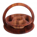 Medinis vaisių krep&scaron;elis su &scaron;irdies formos pertvara, rankų darbo dekoratyvinis padėklas vaisiams, rie&scaron;utams, užkandžiams, daugiafunkcinis namų dekoras 5