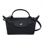 Longchamp Le Pliage Xtra Reljefinis logotipas Nuimamas reguliuojamas peties dirželis Odinis mini petinis krep&scaron;ys per petį Moteri&scaron;ki krep&scaron;iai Juodas 34205987001 Basic Set (Bag+Dust Bag)
