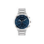 Calvin Klein Stilinga serija Kvarcinis laikrodis Nerūdijančio plieno apyrankė 44 mm Mėlynas ciferblatas Daugiafunkcis chronografas Trys akys Vyri&scaron;ki laikrodžiai Sidabrinis 25200063 Regular Watch Box,Silver Strap Blue Dial