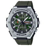 Casio STANDARTinis 100m atsparus vandeniui Kvarcinis mechanizmas Dervos dirželis Laikrodis Vyri&scaron;ki laikrodžiai Žalias ciferblatas MWA-300H-3AV Green Dial gray