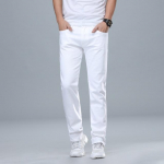 Rudeniniai vyri&scaron;ki raudoni džinsai, klasikinio stiliaus, tiesūs, elastingi, medvilniniai džinsai, vyri&scaron;ki firminiai balti kelnės 36 balta