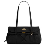 &bdquo;Coach Bridget 34&ldquo; kaspino formos rankinė su vientisu dizainu, klasikinė, auksinio logotipo, lygios akmenuko odos moteri&scaron;ka rankinė, juoda CDY94-IMBLK. Basic Set (Bag+Dust Bag)