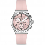 Swatch Vyri&scaron;kas Moteri&scaron;kas Chronografo Laikrodis Ry&scaron;kiai Rožinis YVS532 rožinė