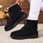 Žieminiai moteri&scaron;ki batai Madingi auk&scaron;takulniai medvilniniai batai Pūkuoti &scaron;ilti sniego batai Suvarstomi moteri&scaron;ki ankle boots Neslystantis platforminis batas Botas 36 juoda