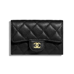 Chanel Classic Auksinė Sagtis Atverčiama Dygsniuota Grūdėtos Odos Piniginė Moteri&scaron;ka Piniginė Juoda AP0214-Y01864-C3906 Gift Set(Basic Set+Box+Shopping Bag) black