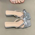 Lankas Moteri&scaron;ki plok&scaron;čiapadžiai &scaron;lepetės Kvadratinė noselė Vasariniai batai 2025 Naujos basutės Slingback Moteri&scaron;ki batai Suknelė Zapatillas Sandalias Mujer 35