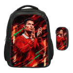 Ronaldo Dvisluoksnė Kuprinė CR Futbolo Žvaigždė 2 Vnt Rinkinys Kuprinė, Futbolo Sporto Pie&scaron;tukinės Mokyklinės Kuprinės Mochila Rucksack red
