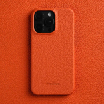 Melkco Premium natūralios odos dėklas iPhone 16 Pro Max telefonui, prabangus, verslo, auk&scaron;čiausios klasės, karvės odos, galinis dangtelis for iPhone 16 Plus oranžinė