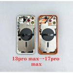 Pasidaryk pats galinis baterijos dangtelis iPhone 13 Pro Max, paverčiantis į 17 Pro Max vidurinį rėmelio korpusą, 13 Pro Max pasidaryk pats, kaip 17 Pro Max 13PM To 17 PM Blue black