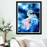 HUACAN 5D siuvinėjimo paveikslai Kalnų kri&scaron;tolas įklijuotas &bdquo;pasidaryk pats&ldquo; deimantinis mielas gulbės siuvinėjimas kryželiu 20*30 cm