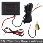 12V / 24V universalus 2 viename skaitmeninis vandens temperatūros matuoklis + įtampos matuoklis su jutikliu automobiliui / sunkvežimiui