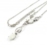 Les Tr&eacute;sors De Lily [G9293] - Collier Argent 'D&eacute;esse Opale' Blanc argent&eacute; (rhodi&eacute;) - 25x6 mm