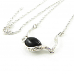Les Tr&eacute;sors De Lily [I8932] - Collier Argent 'D&eacute;esse Noir de Jais' noir argent&eacute; (rhodi&eacute;) - 55x10 mm