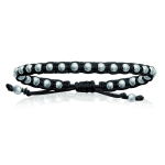 Les Tr&eacute;sors De Lily [I9121] - Bracelet Argent shambhala 'Billes' noir ethnique - 4 mm