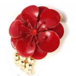 Les Tr&eacute;sors De Lily [J8187] - Bracelet Cr&eacute;ateur 'Flora' rouge dor&eacute; raudona