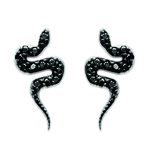 Les Tr&eacute;sors De Lily [L5671] - Boucles Argent 'Serpents' noir argent&eacute; (rhodi&eacute;) - 13x6 mm