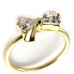 Bague Plaqu&eacute; Or 'Noeud Romantique' blanc dor&eacute;