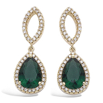 Les Tr&eacute;sors De Lily [N5321] - Boucles Plaqu&eacute; Or 'Sissi' vert blanc dor&eacute; - 30x11 mm