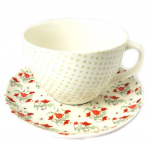 Les Tr&eacute;sors De Lily [N8496] - Tasse + soucoupe 'Vintage Design' beige rouge liberty - tasse 11x7 cm