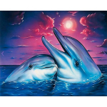 Pilnas 5D &bdquo;pasidaryk pats&ldquo; deimantinis paveikslas &bdquo;Bučiuojantis delfinas&ldquo; deimantinis siuvinėjimas Visi&scaron;kai klojamas kryželiu namų dekoras, rankų darbo dovana 20x30cm