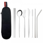 Sidabrinis indų rinkinys Kelioninių stalo įrankių rinkinys Daugkartinio naudojimo sidabro dirbiniai &scaron;iaudeliai &scaron;auk&scaron;tai &scaron;akutės lazdelės Virtuvės aksesuaras su mai&scaron;eliu A sidabras