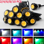 18 mm automobilio &bdquo;Eagle Eye DRL&ldquo; LED dienos žibintai, LED 12 V atsarginiai atbulinės eigos parkavimo signalo automobilių žibintai 10pcs &scaron;ilta balta spalva