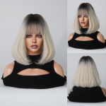 Moteri&scaron;ki 35 cm plaukų modeliavimo plaukai smėlio spalvos balti plaukai trumpi plaukai trumpi tiesūs plaukai rožiniai plaukai tinklinis galvos apdangalas Pilnas galvos apdangalas Natural Reality perukas