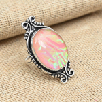 Rožinis tripleto opalas brangakmenis 925 prabos sidabras rankų darbo subtilus papuo&scaron;alas žiedas visų dydžių 4 rožinė