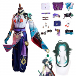 Xiao Cosplay Kostiumas Anime Xiao Kimono Žaidimo Kostiumas Uniforma Perukas Žaidimas Helovino Kostiumai Vyrams Moterims L-(Suit+Wig)