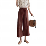 Plačios kelnės moteri&scaron;kos vasarinės medvilninės lininės kelnės Tvirtas elastingas juosmuo, kvėpuojantis, laisvas, didelio dydžio kelnės M armijos žalia spalva