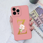 Apple iPhone 13 14 15 Pro Max X XS XR SE telefono dėklo dangtelis skystas mink&scaron;tas matinis silikonas, atsparus smūgiams, gėlių raidės iPhone korpuso buferiui iPhone 14 Pro