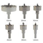 6 dalių TCT cementuoto karbido skylės grąžtų rinkinys 22-65 mm Nerūdijančio plieno skylės grąžtas 6 PCS