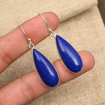 Lapis Lazuli Brangakmenis Rankų darbo Sterlingo 925 Sidabro Auskarai Papuo&scaron;alai Padėkos dienai 1.57 Inches mėlyna