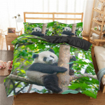 Antklodžių užvalkalų rinkinys &bdquo;Panda&ldquo; Mielas gyvūnų ra&scaron;to dviejų lovų patalynės komplektas berniukams, mergaitėms, mikropluo&scaron;to &bdquo;Wild Giant Panda&ldquo; karaliaus dydžio užvalkalas 135x200cm 2pcs