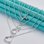 URMYLADY 925 Sterling Silver trijų &scaron;irdelių pakabukas karoliai moterims, vestuvių vakarėlio madingi papuo&scaron;alai 45cm