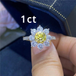 Citrinos geltonumo spalvos moisanitas 2,0 ct žiedai madingas saulėgrąžų vestuvinis moteri&scaron;kas sterlingų sidabro žiedas amžini papuo&scaron;alai 18K aukso juostelė 5