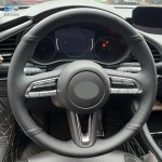 Braids on Steering Wheel For Mazda 3 Axela CX-30 CX30  Car Steering Wheel Perforated Microfiber Leather Cover Black