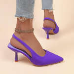 Moteri&scaron;kos vasarinės &bdquo;Slingback&ldquo; patentuotos smailaus pir&scaron;to kulk&scaron;nies dirželis &bdquo;Cunky Low Heel Pumps&ldquo; Batai Patogūs &bdquo;Slip On Dress&ldquo; Batai Verslo &bdquo;Cunky Heel&ldquo; sandalai moterims 41 violetinė