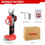 ONEVAN 30mm 4Gears be&scaron;epetės elektrinės genėjimo žirklės Belaidės įkraunamos vaismedžių bonsai genėjimo, skirtos Makita 18V baterijai Without Battery