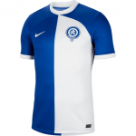 Nike Atletico Madrid 23-24 i&scaron;vykos ​​apranga trumpomis rankovėmis apvalios i&scaron;kirptės vyri&scaron;ki futbolo mar&scaron;kinėliai mėlyni DX2679-418 L