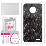 apgo Protective Skin Sticker for the back compatible with Motorola Moto E4, Wrap Film, Foil, Vinyl - Pattern Carbon Black Pixel