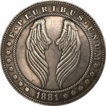 1881 m. JAV JUNGTINĖS AMERIKOS VALSTIJOS Plunksnos Hobo Nikelio atminimo kolekcionuojami suvenyrai Sidabrinės monetos