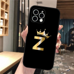 Letter Gold Crown telefono dėklas, skirtas iPhone 15 14 Pro Max 13 12 11 Pro Max XSMax XR 12 13 mini 14 Plus Shell iPhone 13ProMax