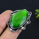 Green Labradorite Gemstone Handmade 925 Sterling Silver Jewelry Ring Size 7 w4r05