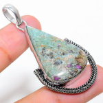 RubyFuchsite Gemstone Handmade 925 Sterling Silver Jewelry Pendant 2.21 e6s35