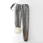 Moteri&scaron;kos mados spausdintos sportinės laisvos, storos vilnos kelnės L juoda