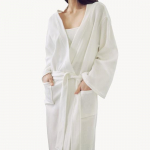 &bdquo;Dry Five&ldquo; mink&scaron;tos medvilnės vaflinės medvilnės vie&scaron;bučio du&scaron;o chalatas (Balta, Pilka) White M