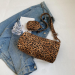 Platus pečių dirželis Crossbody Krep&scaron;ys Madingas vieno peties moteri&scaron;kas krep&scaron;ys Leopardo ra&scaron;to pagalvės krep&scaron;ys su pinigų mai&scaron;eliu 27x14x16cm ruda